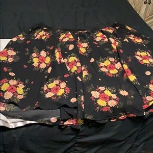 Torrid Chiffon Black Skater Floral Skirt 3X/4X
